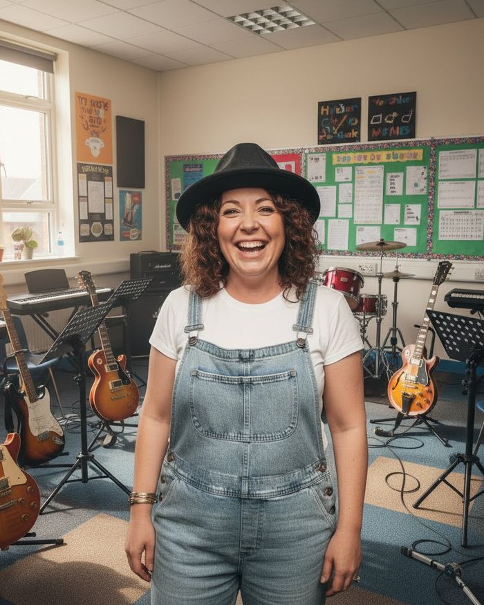 Vanessa Ziedan-Smith in a school music classroom